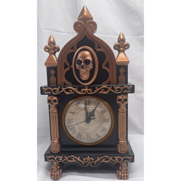 Vintage Tekky Halloween Clock Raven For Whom The Bell Tolls Glowing Not Working - Picture 1 of 16